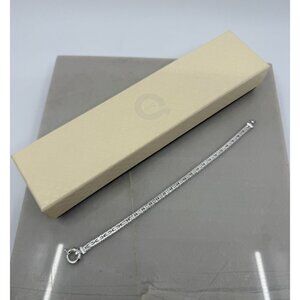 QVC‎ Diamonique Womens .925 Sterling Silver Riccio Flat 8" Bracelet Perfect Gift